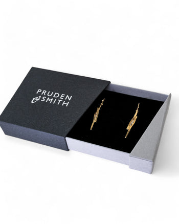 Trap Gold Diamond Drop Earrings Earrings Pruden and Smith   