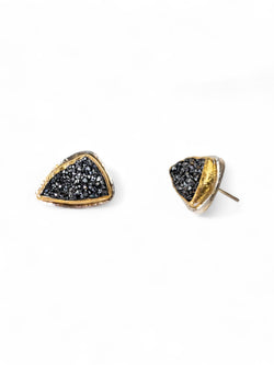 Black Onyx Druzy Stud Earrings Earrings Pruden and Smith   