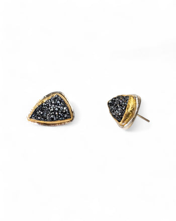 Black Onyx Druzy Stud Earrings Earrings Pruden and Smith   