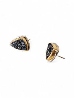 Black Onyx Druzy Stud Earrings Earrings Pruden and Smith   