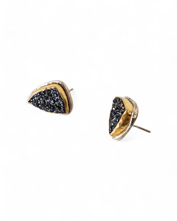 Black Onyx Druzy Stud Earrings Earrings Pruden and Smith   