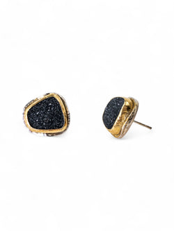 Onyx Druzy Stud Earrings Earrings Pruden and Smith   