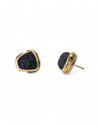 Onyx Druzy Stud Earrings Earrings Pruden and Smith   