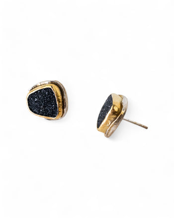 Onyx Druzy Stud Earrings Earrings Pruden and Smith   