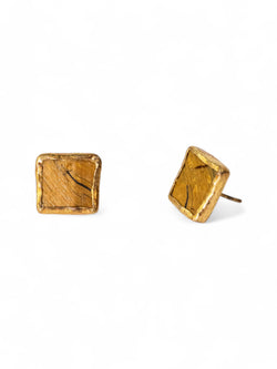 Tiger's Eye Square Stud Earrings Earrings Pruden and Smith 12mm  