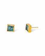 Rough Emerald Square Stud Earrings Earrings Pruden and Smith   