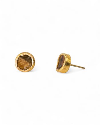 Tiger's Eye Round Stud Earrings (8mm) Earrings Pruden and Smith   