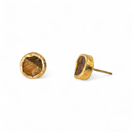 Tiger's Eye Round Stud Earrings (8mm) Earrings Pruden and Smith   