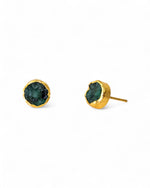 Rough Emerald Round Stud Earrings Earrings Pruden and Smith   