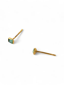 Rough Emerald Stud Earrings (Small) Earrings Pruden and Smith   