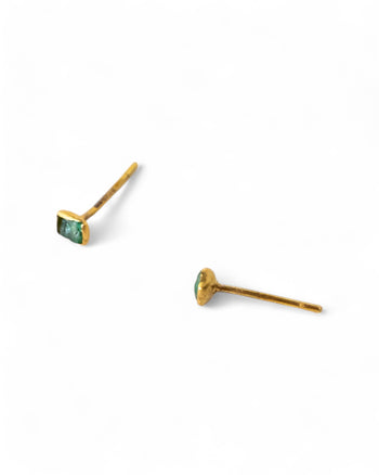 Rough Emerald Stud Earrings (Small) Earrings Pruden and Smith   