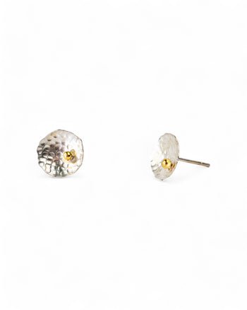 Round Silver and Gold Beaded Stud Earrings (Small) Earrings Pruden and Smith   