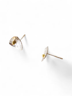 Trillion Gold Beaded Silver Stud Earrings (Small) Earrings Pruden and Smith   