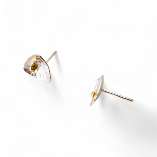 Trillion Gold Beaded Silver Stud Earrings (Small) Earrings Pruden and Smith   