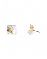 Square Gold and Silver Beaded Stud Earrings (Small) Earrings Pruden and Smith   