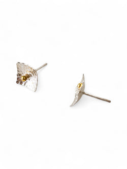 Square Gold and Silver Beaded Stud Earrings (Small) Earrings Pruden and Smith   