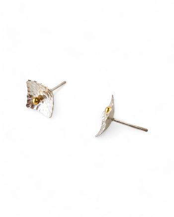 Square Gold and Silver Beaded Stud Earrings (Small) Earrings Pruden and Smith   