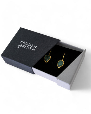 Pear Shaped Rough Emerald Drop Earrings