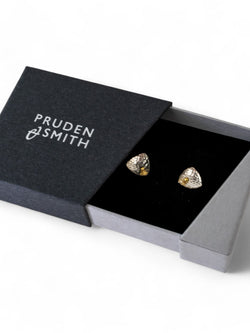 Trillion Gold Beaded Silver Stud Earrings (Small)