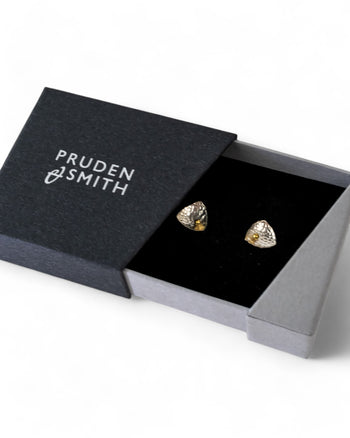 Trillion Gold Beaded Silver Stud Earrings (Small)