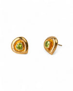 Roman Hammered Yellow Gold Peridot Stud Earrings Earrings Pruden and Smith   