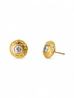 Nugget 9ct Gold Diamond Stud Earrings (Large) Earrings Pruden and Smith   