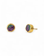 Ruby Zoisite Round Stud Earrings Earrings Pruden and Smith   