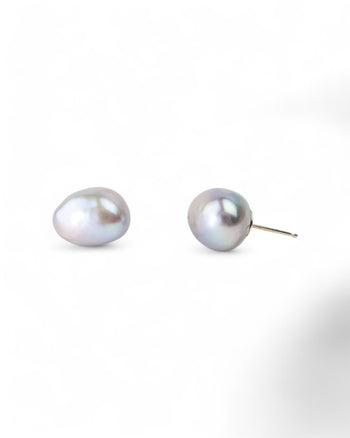 Baroque Pearl Yellow Gold Stud Earrings Earrings Pruden and Smith   