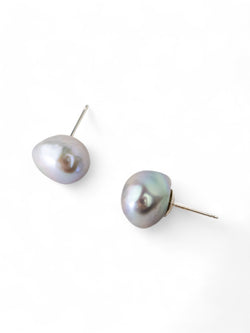 Baroque Pearl Yellow Gold Stud Earrings Earrings Pruden and Smith   