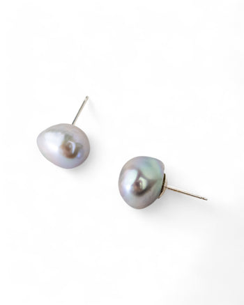 Baroque Pearl Yellow Gold Stud Earrings Earrings Pruden and Smith   