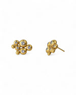 Nugget Yellow Gold Multi Diamond Stud Earrings Earrings Pruden and Smith   