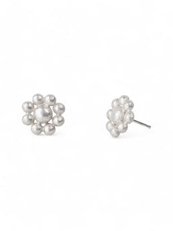 Nugget Silver Flower Stud Earrings Earrings Pruden and Smith   