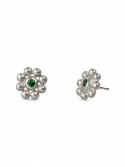 Flower Gemstone Stud Earrings Earrings Pruden and Smith Tsavorite Garnet (Green)  