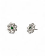 Flower Gemstone Stud Earrings Earrings Pruden and Smith Tsavorite Garnet (Green)  