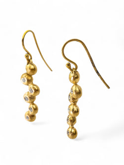 Nugget Yellow Gold Multi Diamond Drop Earrings Earrings Pruden and Smith   