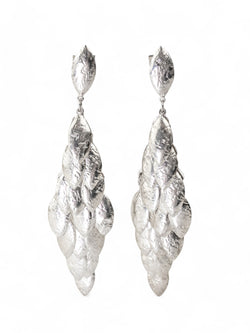 Multi Leaf Silver Dangly Earrings