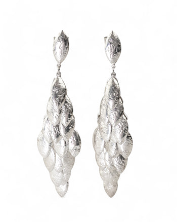 Multi Leaf Silver Dangly Earrings