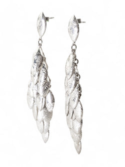 Multi Leaf Silver Dangly Earrings