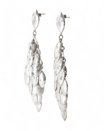 Multi Leaf Silver Dangly Earrings