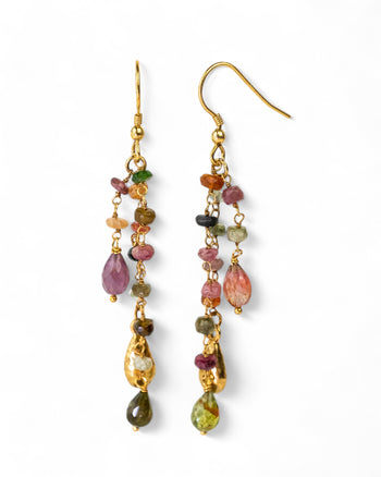 Tassel Tourmaline Beaded Earrings