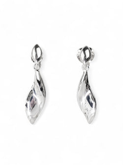 Twist Concave Silver Drop Earrings Earrings Pruden and Smith   