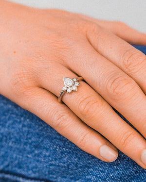 Vintage Peacock Diamond Cluster Engagement Ring (Wedding Band Optional) Ring Pruden and Smith   