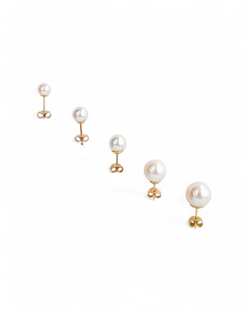 Akoya Pearl Yellow Gold Stud Earrings Earrings Pruden and Smith   