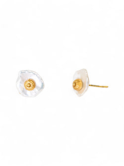 Nugget Keshi Pearl and Gold Nugget Stud Earrings Earrings Pruden and Smith   