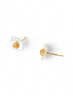 Nugget Keshi Pearl and Gold Nugget Stud Earrings Earrings Pruden and Smith   