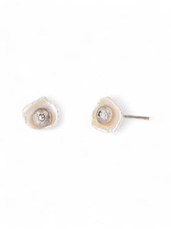 Nugget Keshi Pearl and Silver Stud Earrings Earrings Pruden and Smith   