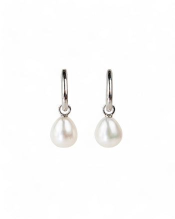 Gold Huggy Pearl Drop Earrings