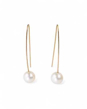 White Pearl Drop Earrings Earrings Pruden and Smith 9ct Yellow Gold  