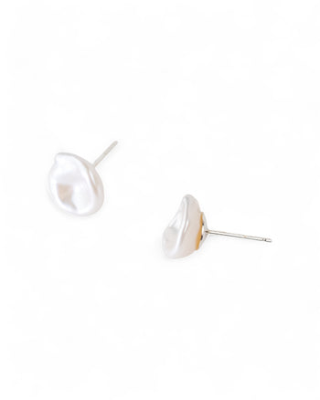 Keshi Pearl Stud Earrings Earrings Pruden and Smith White  