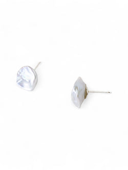 Keshi Pearl Stud Earrings Earrings Pruden and Smith Pale Grey  